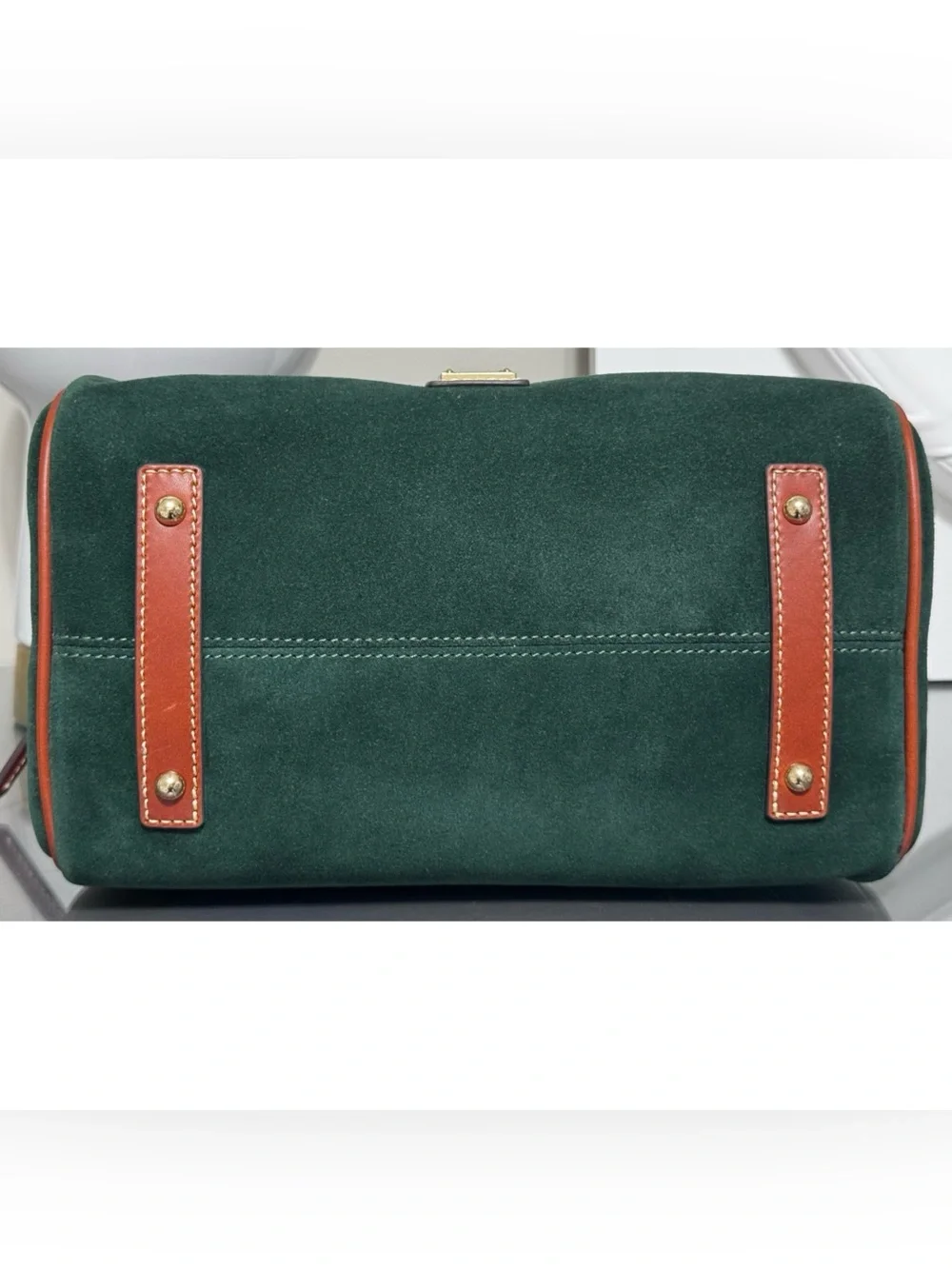 DOONEY & BOURKE Suede Barrel Satchel Handbag, IVY GREEN